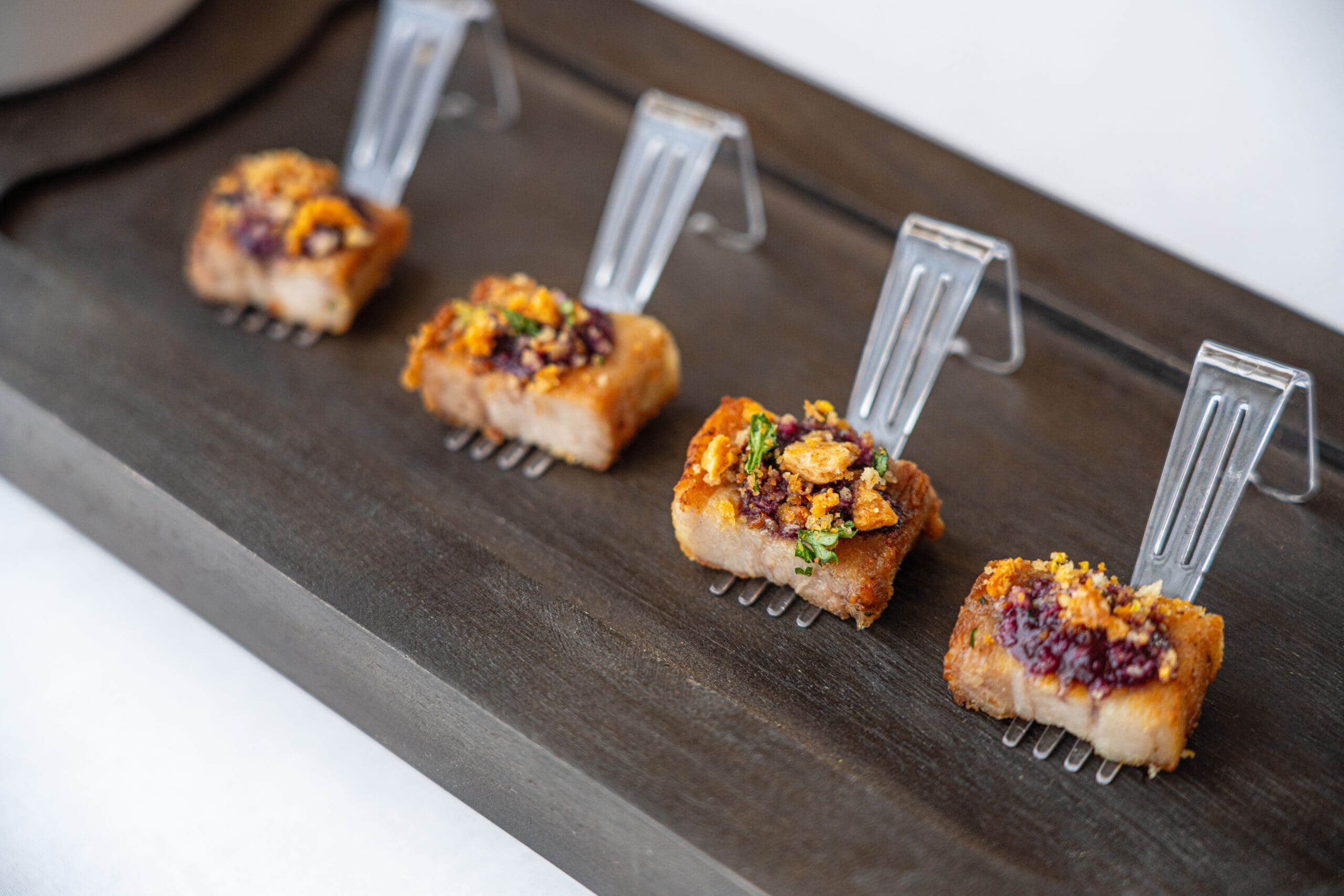 Blueberry miso pork belly Avanti Mansion